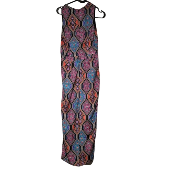 Mara Hoffan Silk Multi Colored Geometric Long Maxi Dress Size 4 - Picture 4 of 8